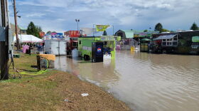 Flooding along Restaurant Row at the New York State Fair. Photo taken around noon.