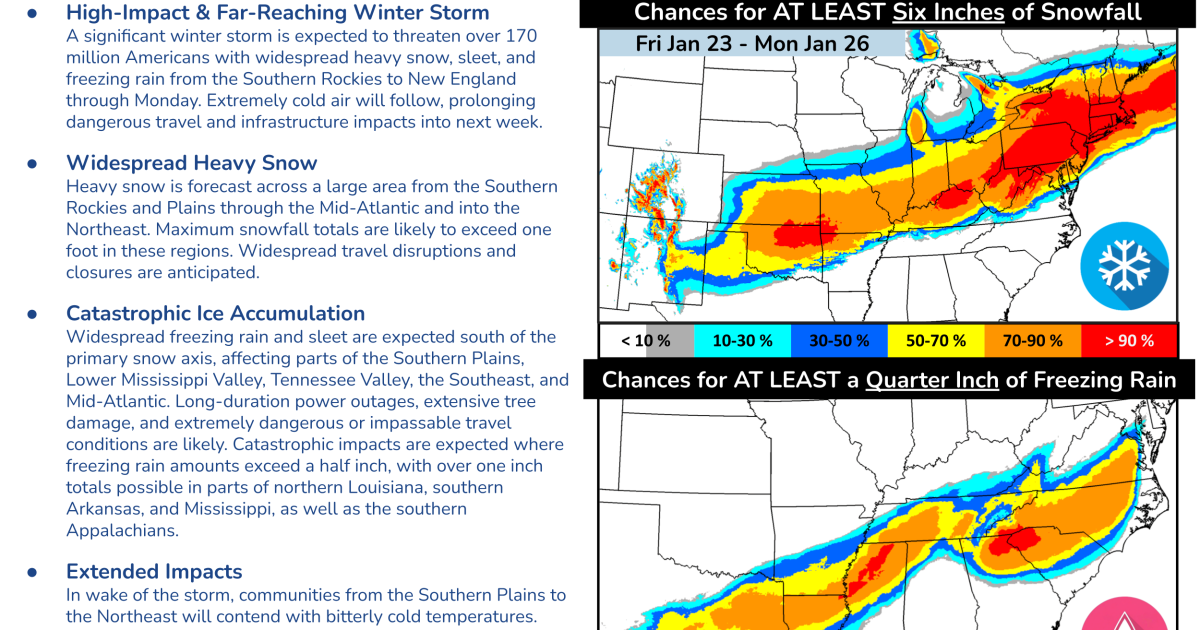 Widespread snow and ice risks with weekend winter storm