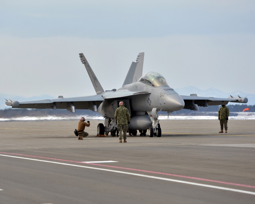 The Navy uses EA-18G Growlers in electronic warfare. 