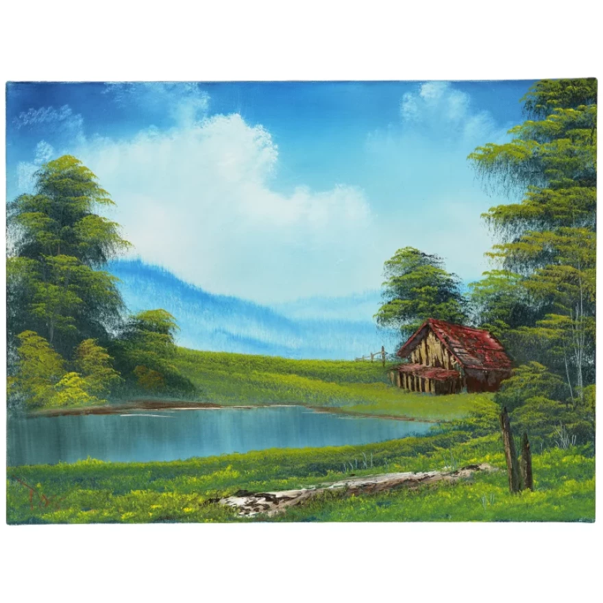 Ross spent about 26 minutes painting Home in the Valley on live TV in October 1993. It's been in storage ever since, and will go on sale in November.