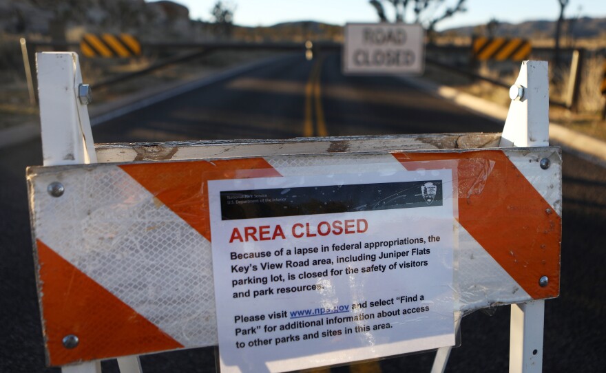 With rangers furloughed, people have driven off-road and defaced trees at Joshua Tree National Park in California. Sections of the park had to be closed temporarily, as seen here last Friday.
