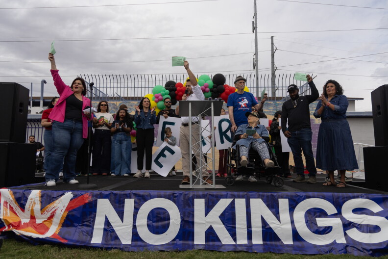 No Kings Protesters March to Drop Off Early Ballots in Downtown Phoenix