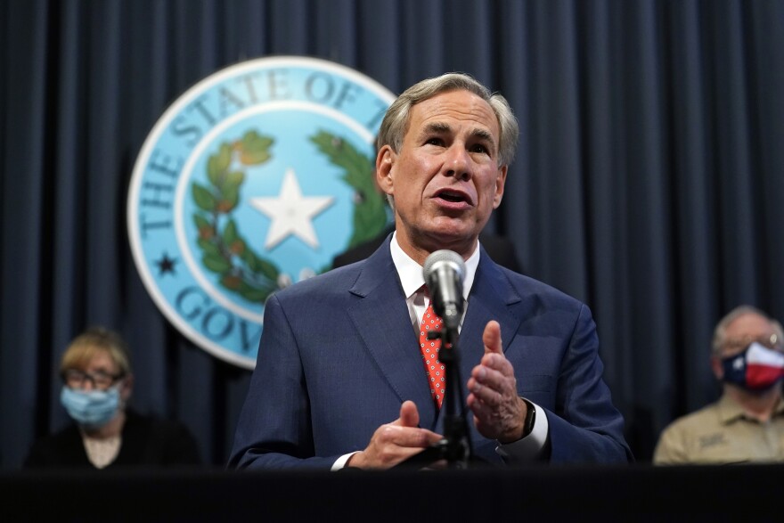 Texas Gov. Greg Abbott speaks during a news conference where he provided an update to Texas' response to COVID-19, Thursday, Sept. 17, 2020, in Austin, Texas.