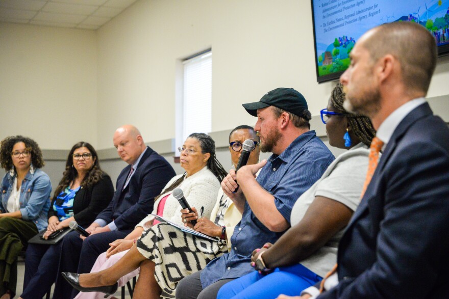 Lake Charles resident and environmental activist James Hiatt speaks during a roundtable about his vision for the city in the next five years during a Department of Energy visit on June 14, 2023.