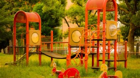 Unlike traditional playgrounds like the one pictured, playscapes aim to incorporate more of a landscape-based design.