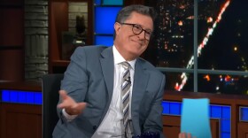 Stephen Colbert joking with St. Vincent on "The Late Show" Wednesday 7/27