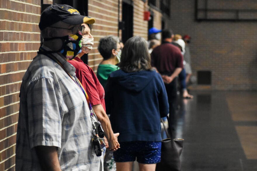 People in line to vote in Indiana.