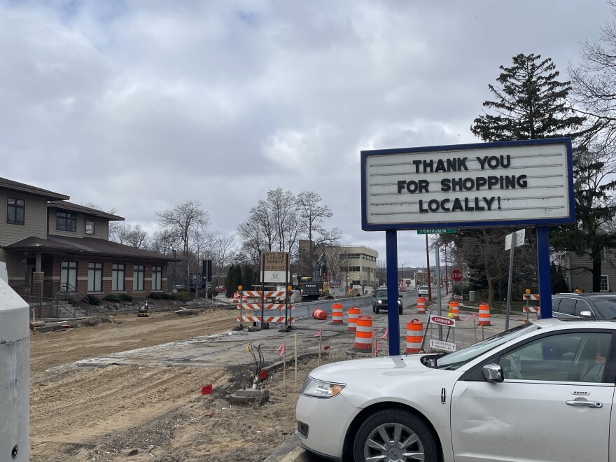 View from the parking lot of Blue Goat Wine & Provisions. (Photo: Tyler Thompson/IPR News)