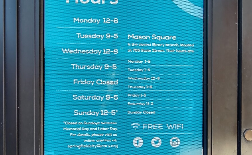 Patron Information posted at central branch of Springfield Public Libraries