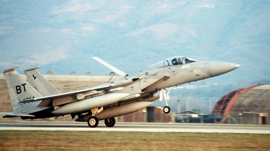 An F-15C Eagle aircraft returns to base after a  mission during Operation Deny Flight, the United Nations-sanctioned no-fly-zone action over Bosnia and Herzegovina in 1998. Retired Navy Capt. Tom Parker, who flew no-fly-zone missions in the Balkans, says the strategy could work in Libya. But Defense Secretary Robert Gates and others argue that it wouldn't be easy.