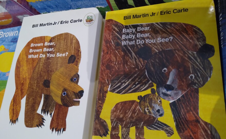 Books on sale on the Eric Carle Museum of Picture Book Art, including Eric Carle's first book.