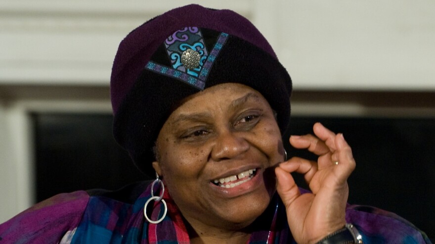 Bernice Johnson Reagon speaks during a music workshop for high school students at the White House in 2010