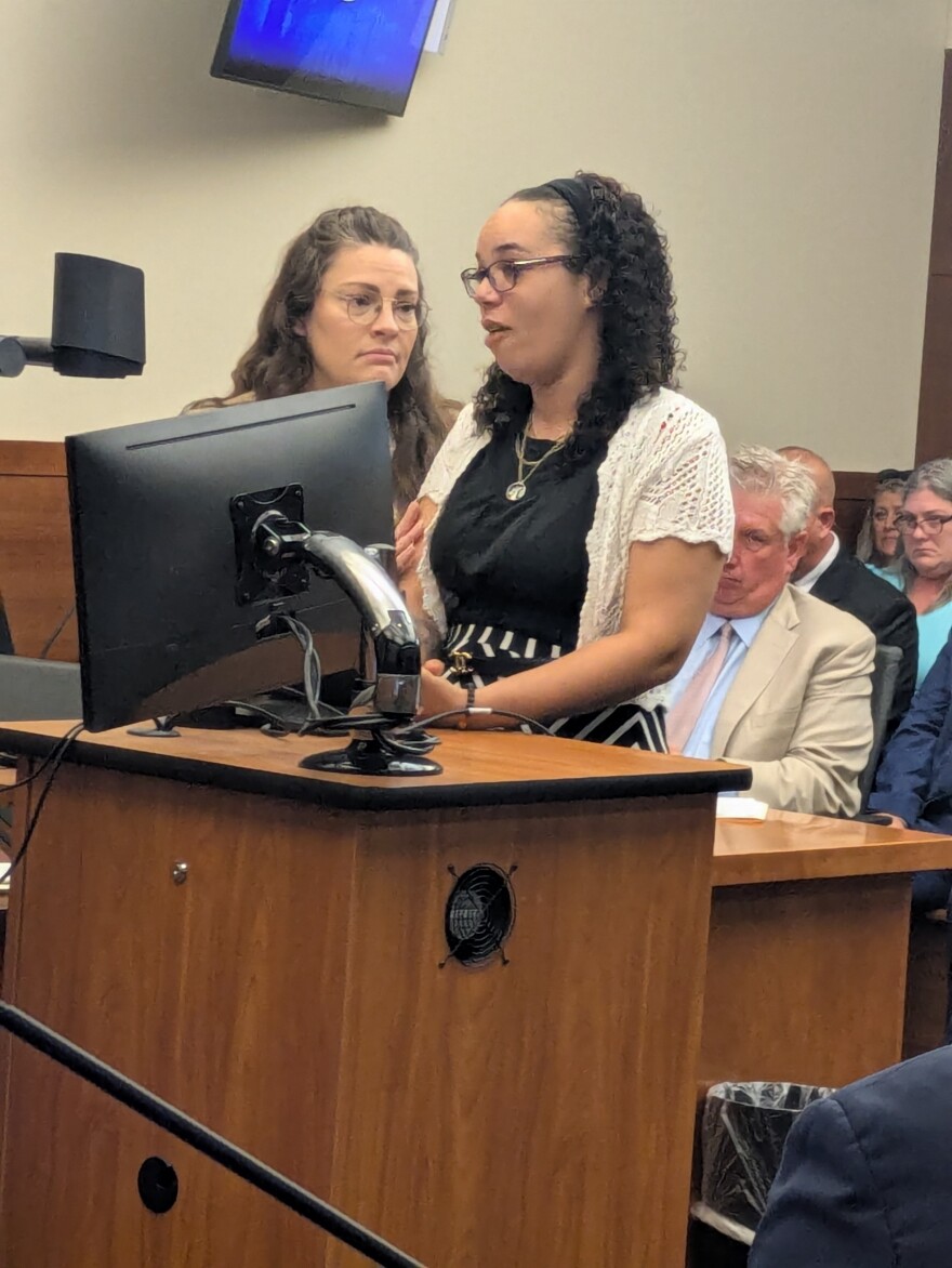 Karissa Hill, daughter of Andre Hill, tells a Franklin County judge how the 2020 shooting of her father Andre Hill impacted her and his three grandkids.