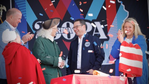 Pennsylvania Governor Josh Shapiro joined America250PA to announce the full lineup for the Commonwealth Concert Series. He is joined by Cassandra Coleman, right, Executive Director of America250PA.