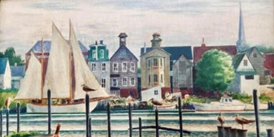 Proud Sails, Lewes, 1946, oil painting, Howard Schroeder