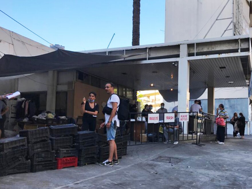 The Nation Station distributes free produce to residents of Beirut's Geitawi neighborhood. Volunteers have wired electricity throughout the dilapidated gas station, installed WiFi and created shift schedules. "Lebanese people have to help each other in the absence of a functioning state," says Nation Station cofounder Hussein Kazoun.