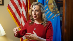 U.S. Rep Kendra Horn (D-OK), still wearing the ashes from Ash Wednesday services, explains her opposition to H.R. 5867, The Ban Fracking Act on Wednesday, Feb. 26, 2020.