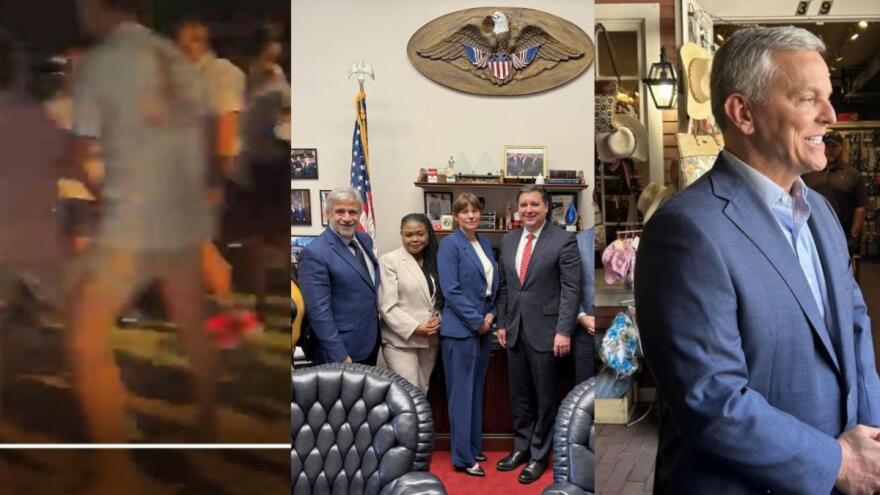 From left: screenshot of video allegedly taken at the “Brawl at Landfall”; Wilmington officials in Washington; Governor Josh Stein in Wilmington last year to celebrate CNBC’s ‘best state for business’ ranking.