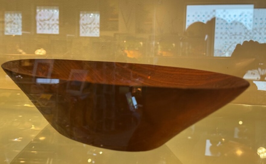 A finished dough bowl on display at the Kentucky Artisan Center