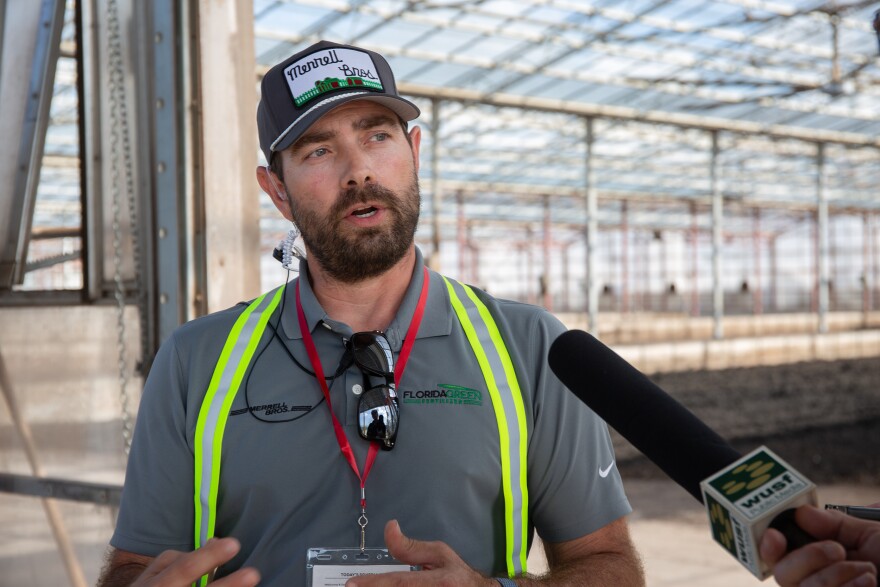 Ian Petrocco, the construction project manager, speaks with WUSF's Steve Newborn about process for readying the fertilizer for use.