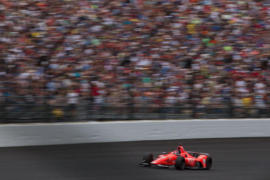 Marco Andretti exits turn one at the Indianapolis Motor Speedway during the 103rd Indianapolis 500 on Sunday, May 26, 2019.