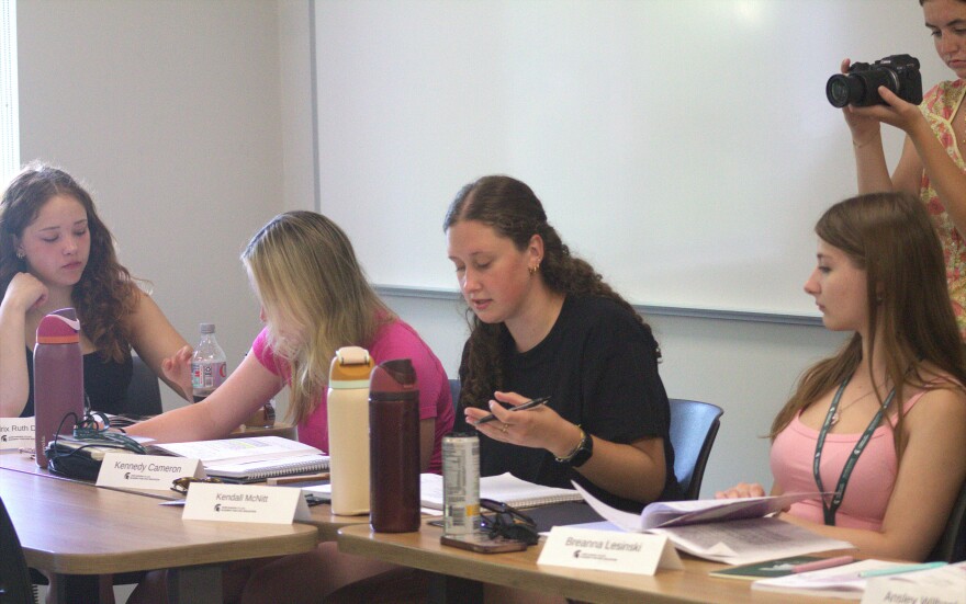 High school student Kendall McNitt speaks during a classroom lecture on Capitalism during the Civics Education Academy, hosted by Michigan State University's James Madison College on July 15, 2026.