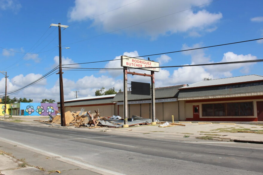Debris from Friday night’s storm sits along Commerce Street on the West Side on Aug. 30, 2026.