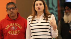 Fresno City Manager Georgeanne White speaks to a room of more than 50 Fresno artists, the majority of whom are Measure P arts grant recipients, at a Feb. 9 community meeting in the Tower District.