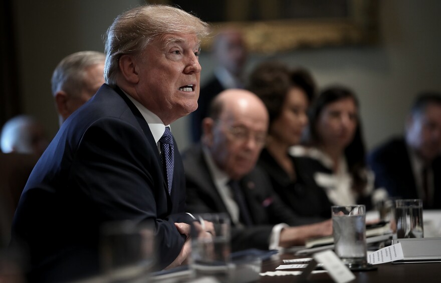 President Trump speaks during a Cabinet meeting and remarks hotly that he wants changes to U.S. immigration laws to possibly prevent future attacks.