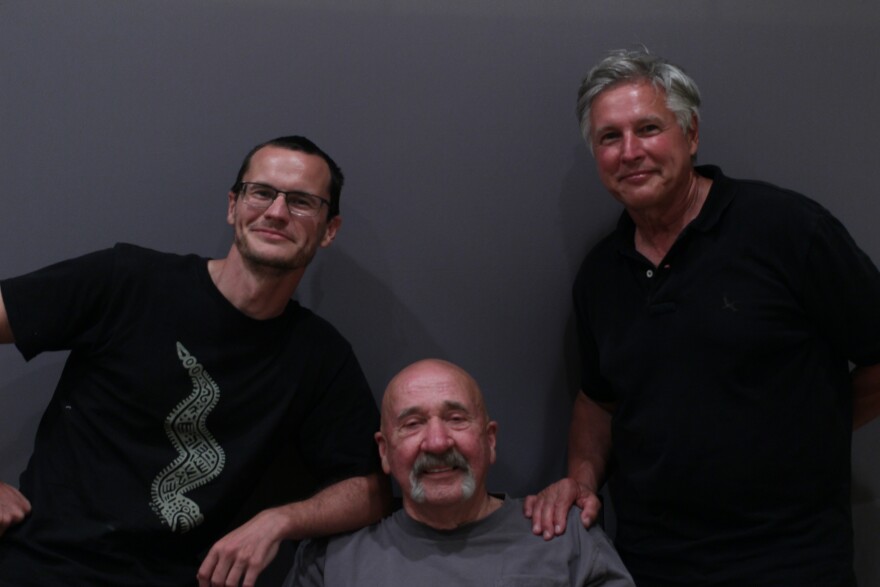 From left to right, Alex Kovach, Ric Carlson, and Andy Kovach at their StoryCorps Northwest Recording.
