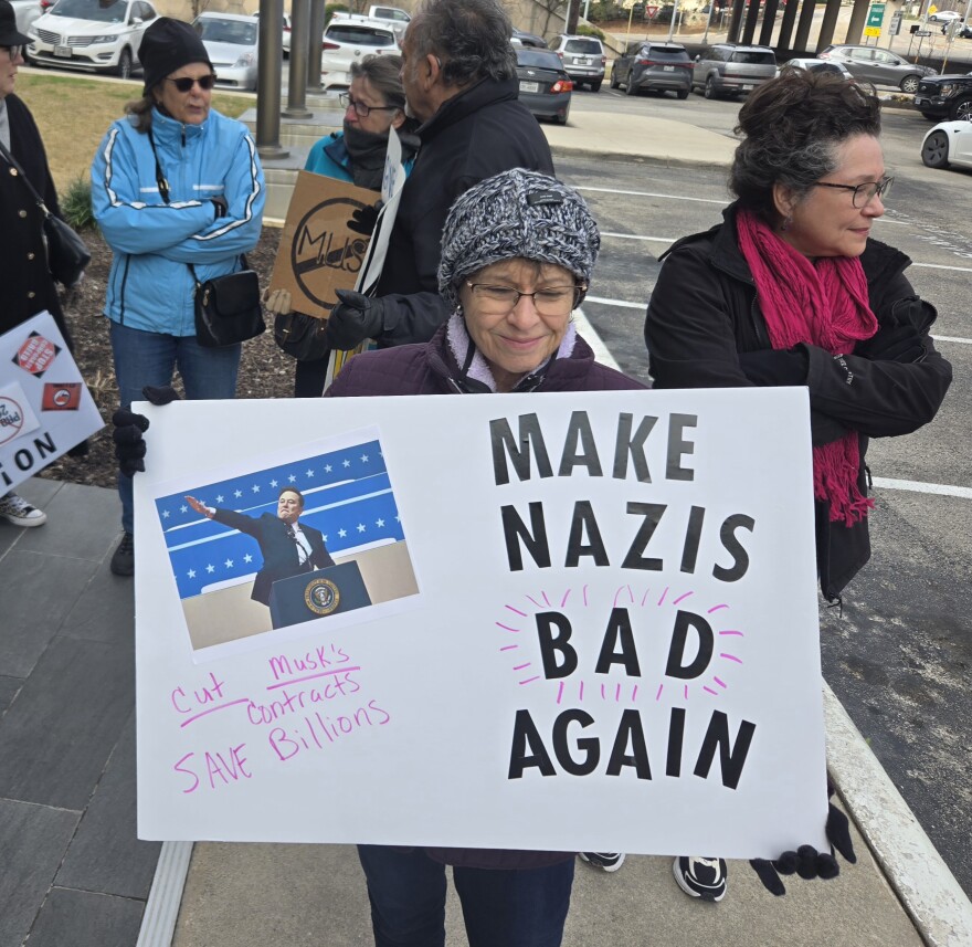 Protestor Martha Wolf called coders working for DOGE dangerous on Feb. 13, 2025