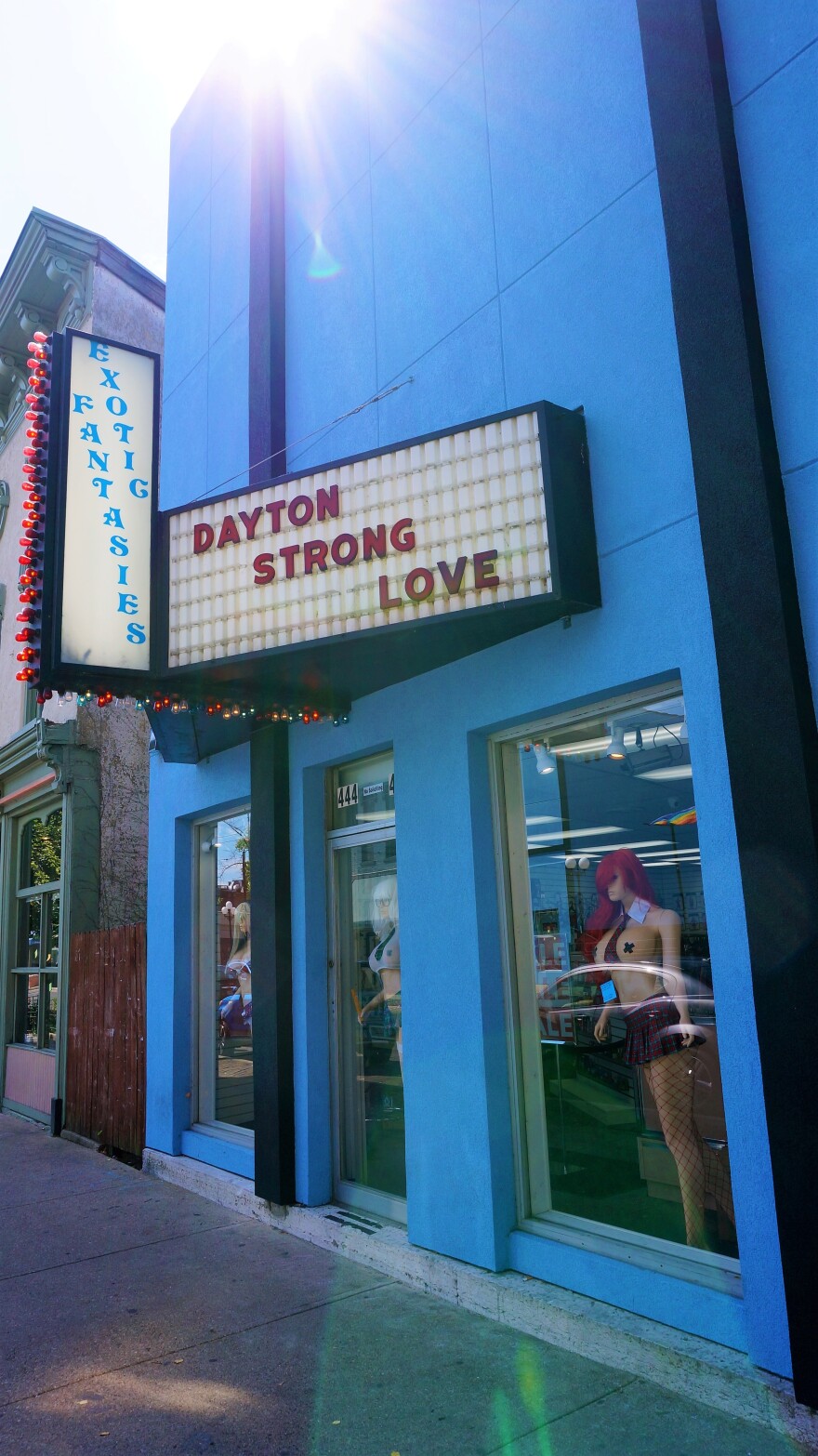 Exotic Fantasies usually has risque phrases on its marquee, but they posted messages of support for months after the mass shooting on Fifth Street in the Oregon District.