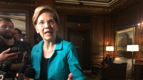 After speaking at a New England Council breakfast on July 16, 2018, Massachusetts Sen. Elizabeth Warren told reporters that the U.S. government needs to offer a strong response to alleged Russian interference in the 2016 election. 