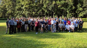 Volunteers and park staff pose for a group photo at Maclay Gardens State Park before Saturday's cleanup.