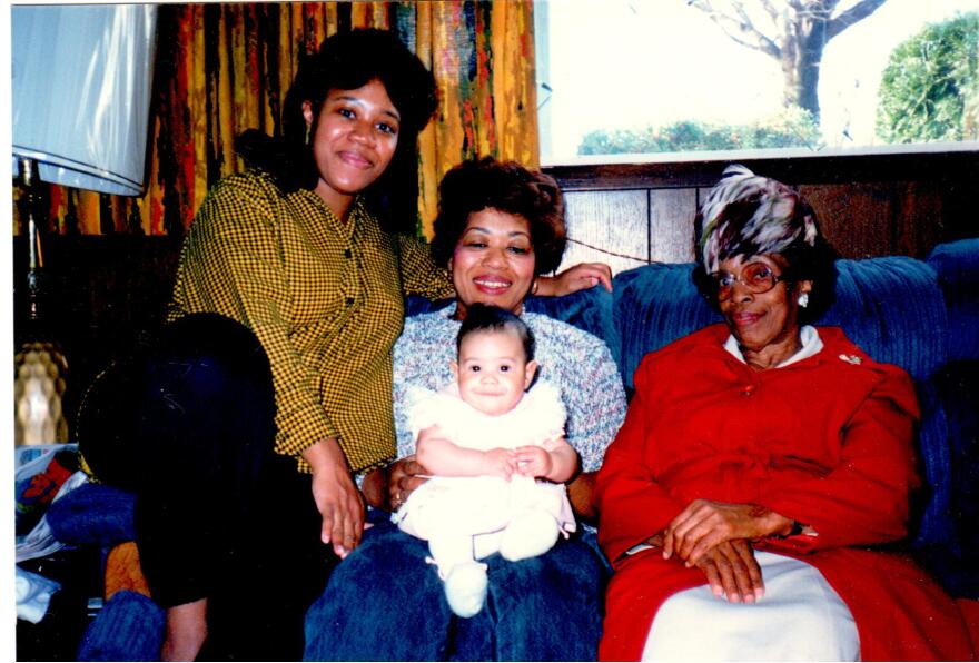 Elan Hope as a baby with four generations of her family.