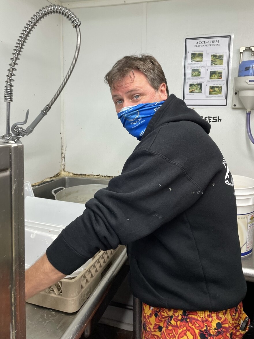Bob Jarvis, owner of the Pilot House restaurant in Sandwich, Mass., on Cape Cod, is pitching in to wash dishes, cook and anything else, as his restaurants are woefully short-staffed.