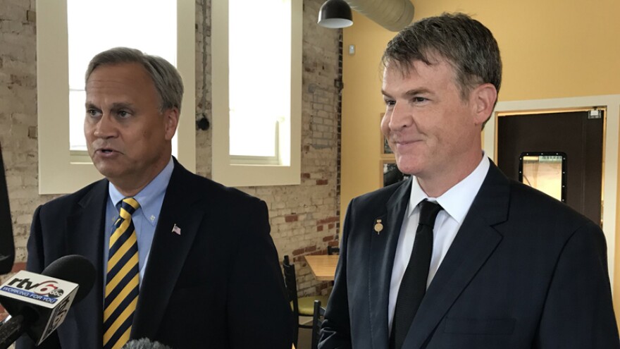 State Sen. Jim Merritt, left, announced Tuesday that GOP leaders elected former councilor Jefferson Shreve, right, to represent District 16 on the Indianapolis City-County Council.