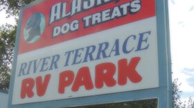 a sign says River Terrace RV Park