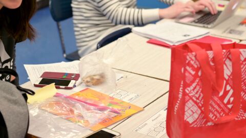 NEW YORK, NY - MARCH 19: An IEP phone conference is held in a classroom for a student whose parents need English translation at Yung Wing School P.S. 124 in the Manhattan borough of New York City. Public schools in New York City have been shut down until at least until April 20th amid the spread of coronavirus (COVID-19). (Photo by Michael Loccisano/Getty Images)