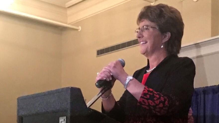 Jackie Walorski addresses supporters at a watch party after winning re-election in the midterms on Tuesday, Nov. 6, 2018.