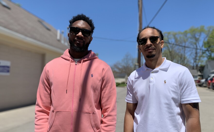 Marckus Williams (left) and Michael McFarland grew up in Indianapolis and have lived around the Arlington Woods area for years. They think the new grocery store will be a great help for many as they have seen family members and neighbors struggle to access fresh food.