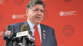 Gov. JB Pritzker spoke to reporters during a ribbon-cutting ceremony at Illinois State University's new College of Engineering campus on G.E. Road in Bloomington