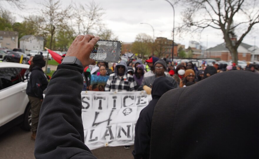 Protesters leave the First Congregational Church of Akron to begin a march through Downtown Akron.