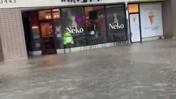 Flash flooding on Edwards Rd. in Hyde Park on July 21, 2026.