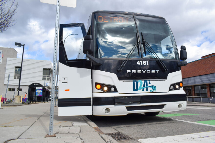 An RTA D2A2 bus at Blake Transit Center.
