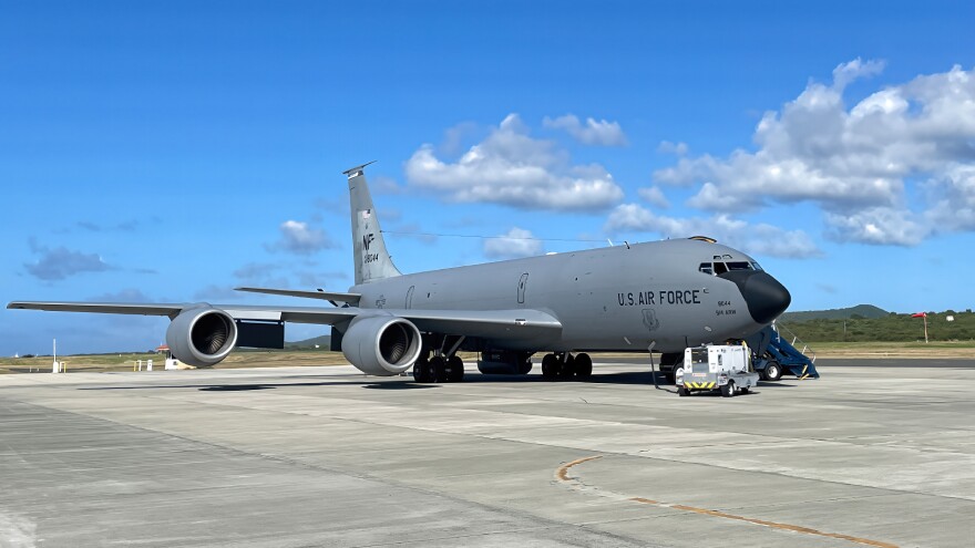 Pictured: A USAF Boeing KC-135R Stratotanker aircraft at the Henry E. Rohlsen Airport on St. Croix earlier in the year.