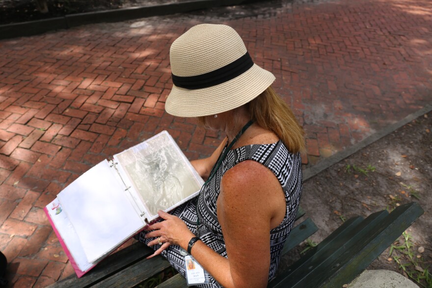 Charleston City Tour Guide Lee Ann Bain shares pictures of the Grimke family as part of her tour on the sisters. Bain is the president of the Charleston Tour Association.
