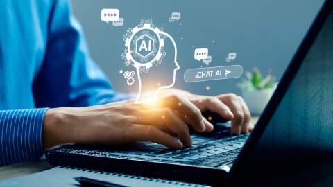 Business person uses artificial intelligence during search