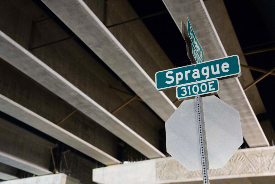 Girders for the North Spokane Corridor now extend over Sprague Avenue.