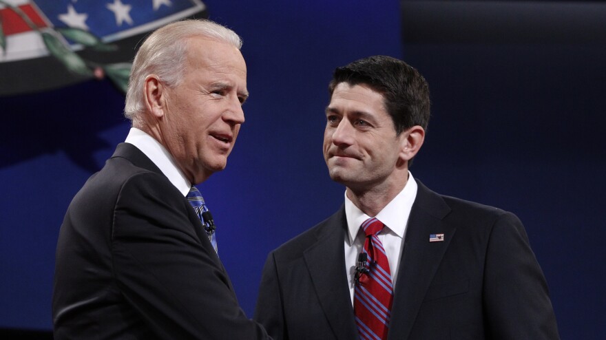 Both Vice President Joe Biden and GOP vice presidential candidate Paul Ryan, shown at their debate on Thursday, are practicing Catholics.